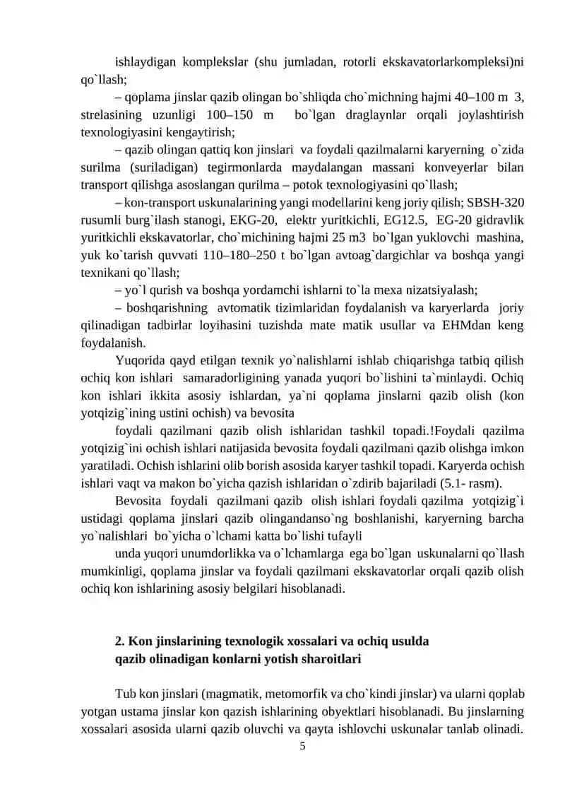Konlarni ochiq usulda qazib olish 4