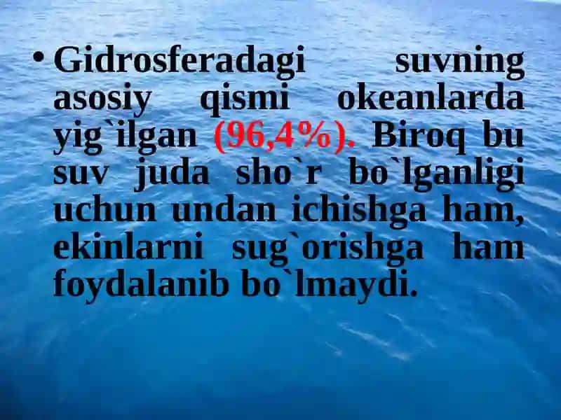 Gidrosferaning tarkibiy qismlari 4