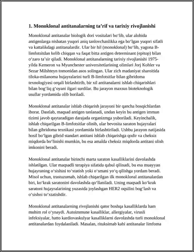 MONOKLONAL ANTITANALARNING TIBBIYOTDAGI AHAMIYATI 4