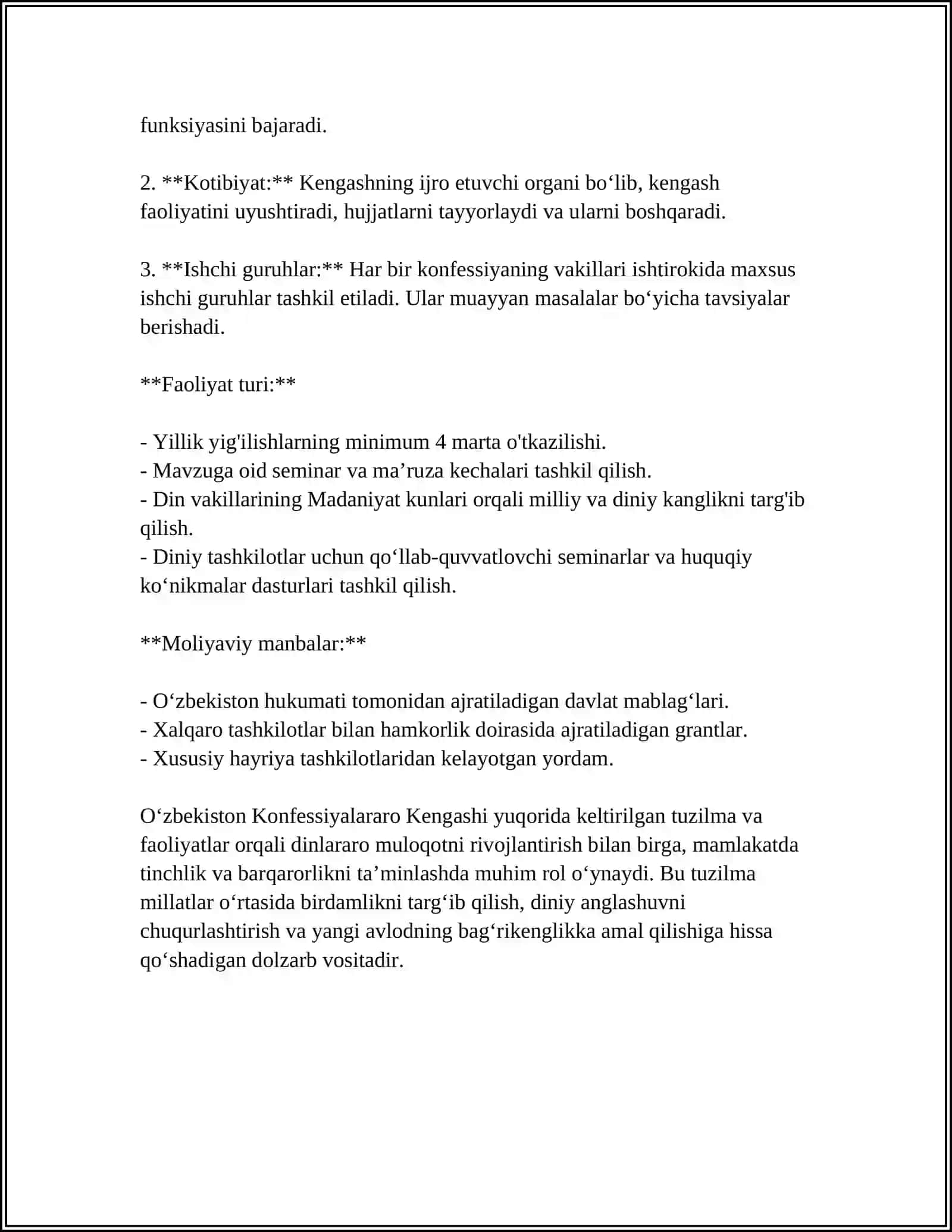 O'ZBEKISTON KONFESSIYALARARO KENGASH FAOLIYATI 4