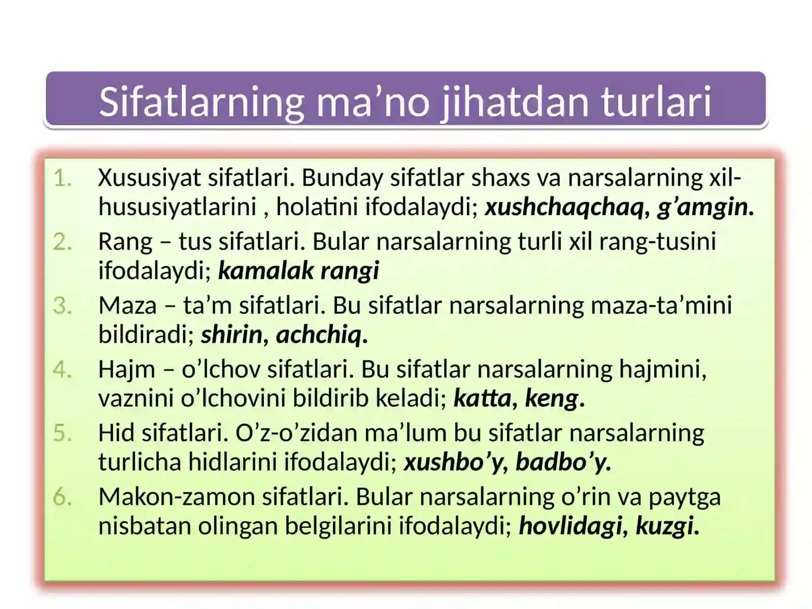 Sifat, uning leksik-grammatik xususiyatlari 4