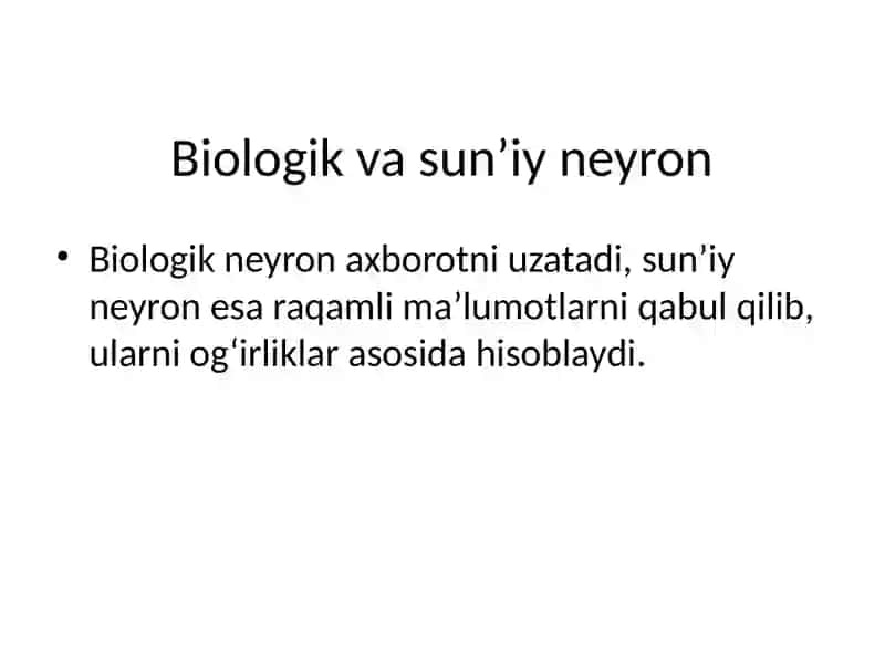 Neyron tarmoqlar metodi 4