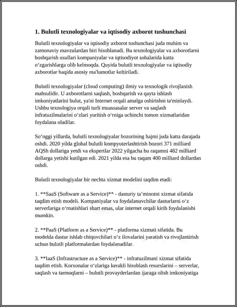Bulutli Texnologiyalar va Iqtisodiy Axborotlar 4