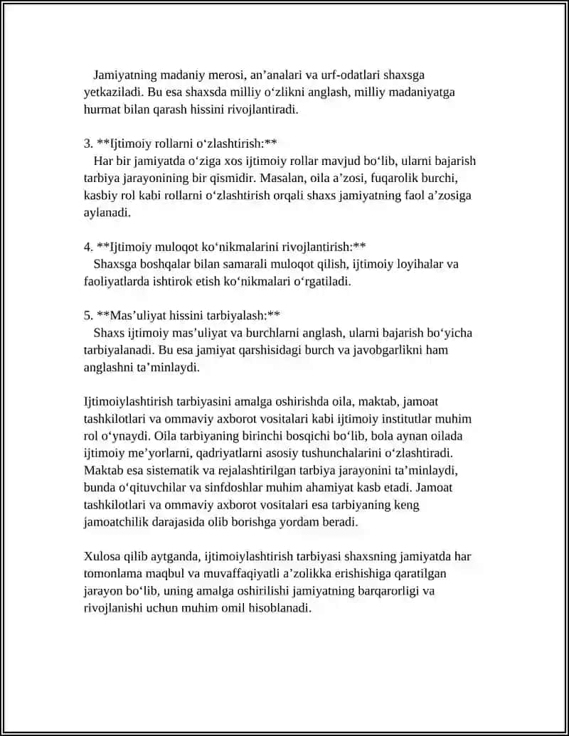 IJTIMOIYLASHTIRISH TARBIYANING BOSH MAQSADI 4
