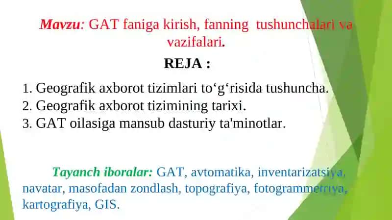 Geoaxborot tizimlar va texnologiyalar 4