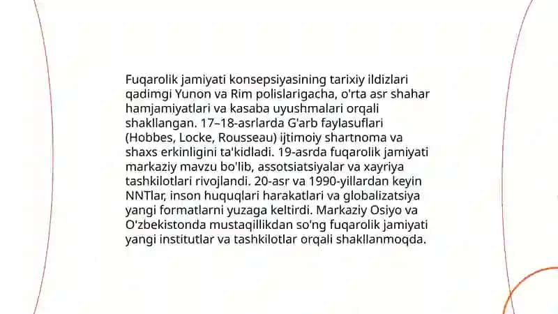 Fuqarolik jamiyati gʻoyasining rivojlanish tarixi va asosiy bosqichlari va istiqbollari 4