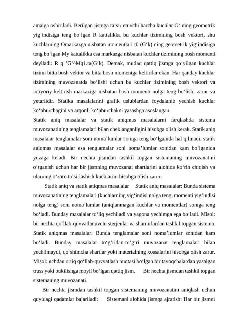 Statik aniq va statik aniqmas masalalar 4