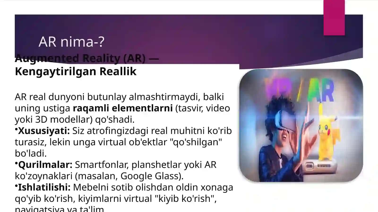 Virtual va kengaytirilgan reallik 4