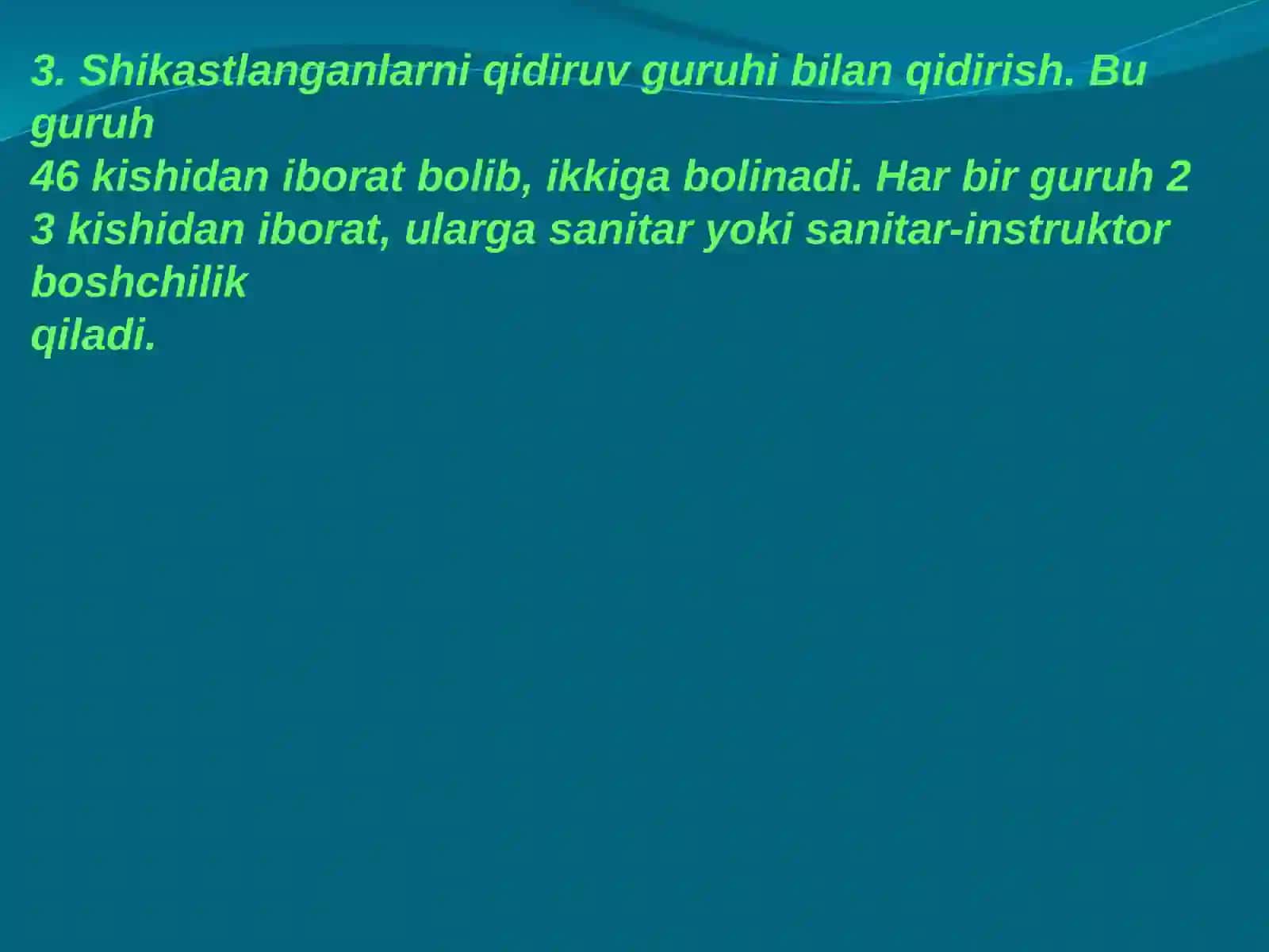 Shikastlanish o'choqlarida tibbiy yordamni tashkillashtirish 4