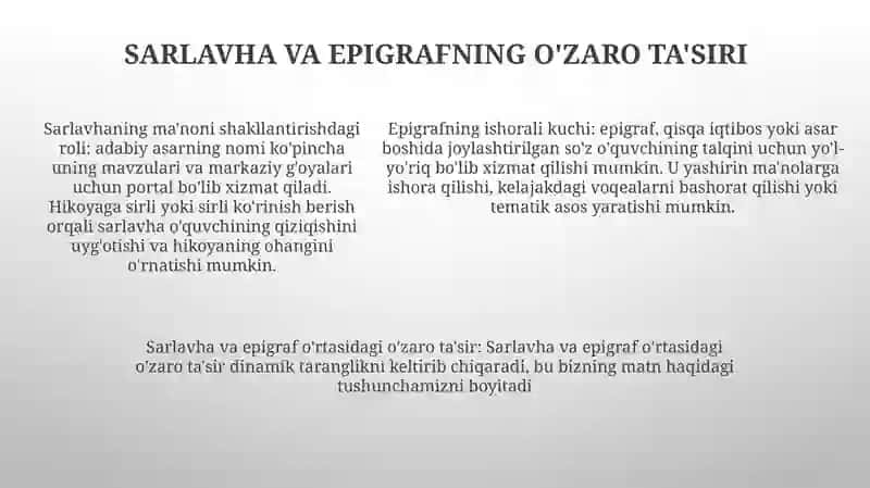 Sarlovha Va Epigrafning Badiiy Asarga Ta'Siri 4