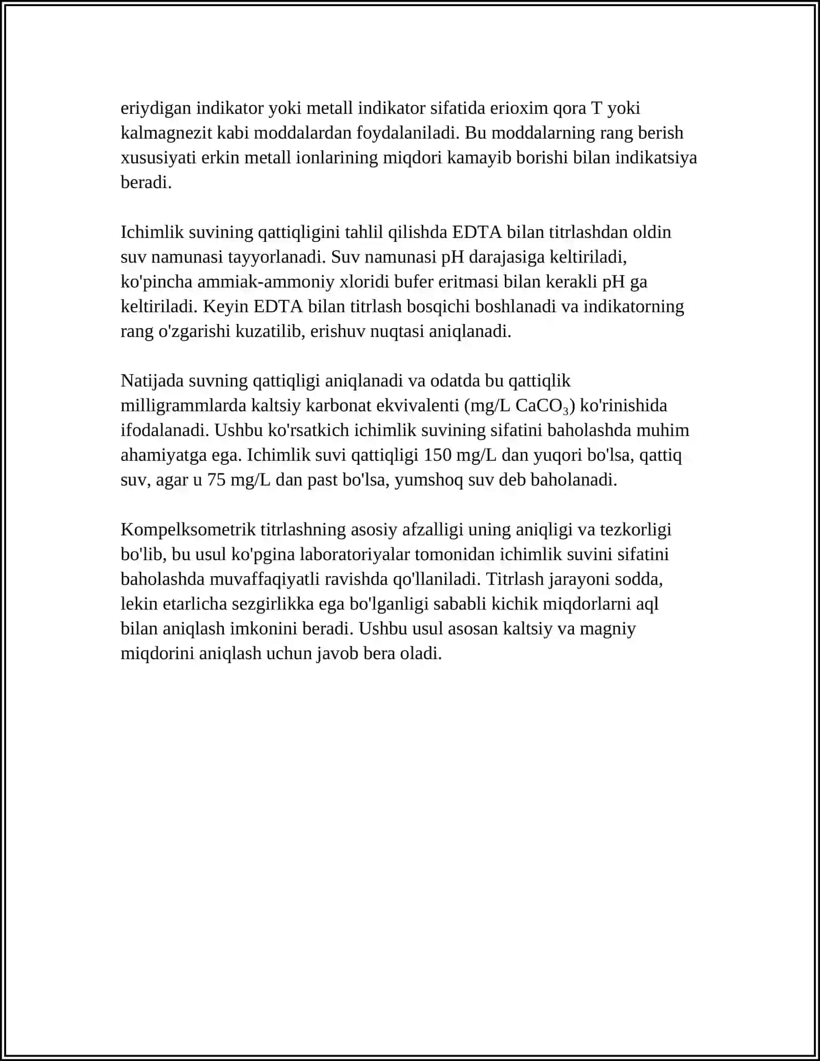KOMPKEKSOMETRIYA USULIDA ICHIMLIK SUVINI QATTIQLIGINI ANIQLASH 4