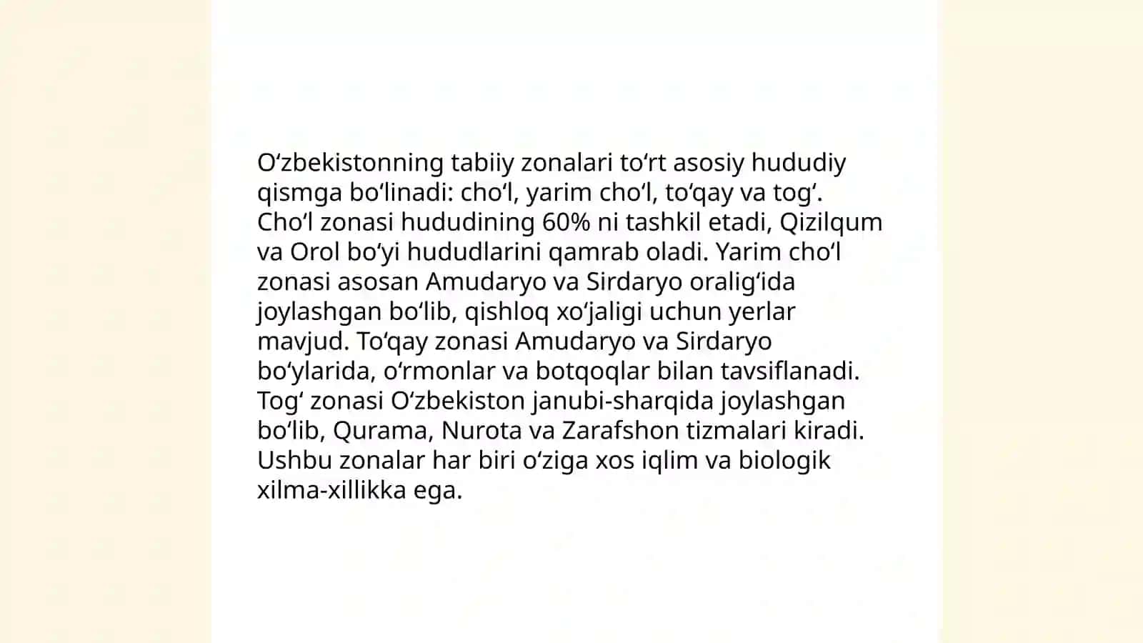 O'zbekistoning Landshaft Sinflari 4