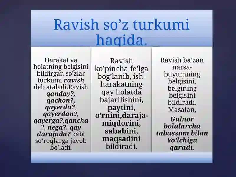 Ravish so'z turkumi 4