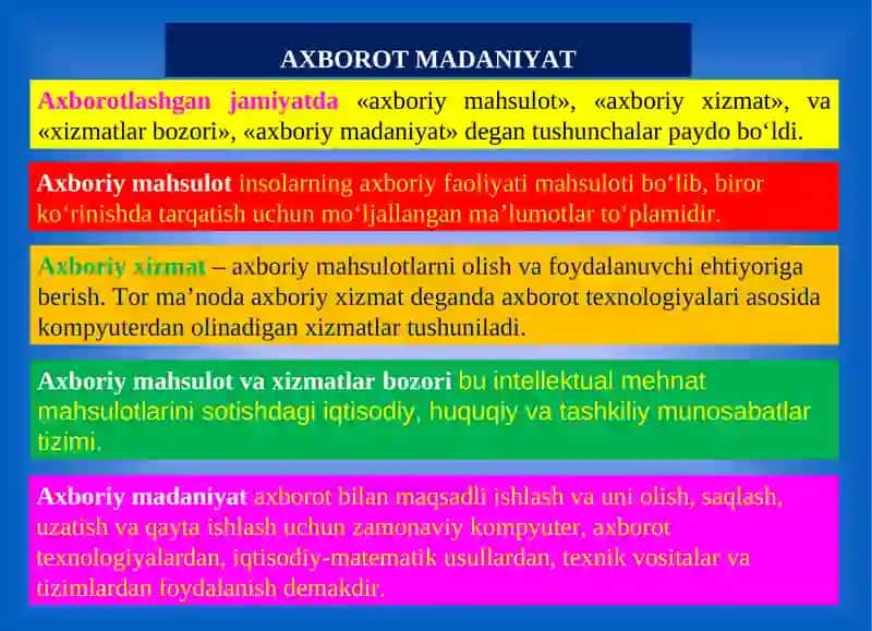 Axborotni jamiyatda tutgan oʻrni va ahamiyati 4