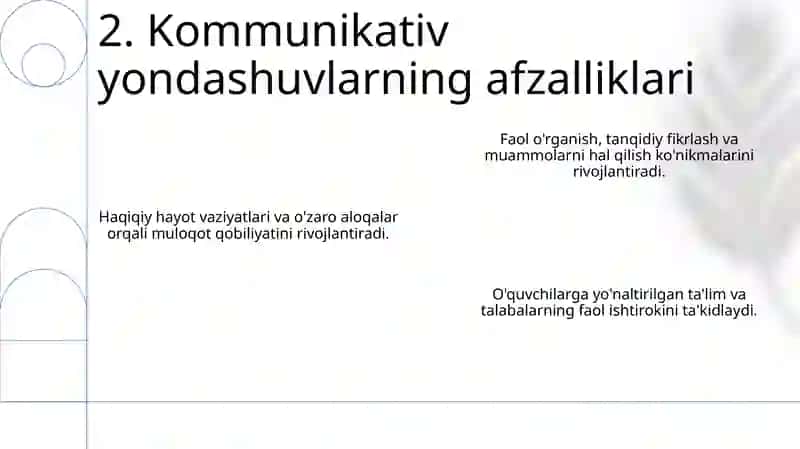 Zamonaviy Yondashuvlar: kommunikativ integrativ va kompetensiyaviy yondashuvlar 4
