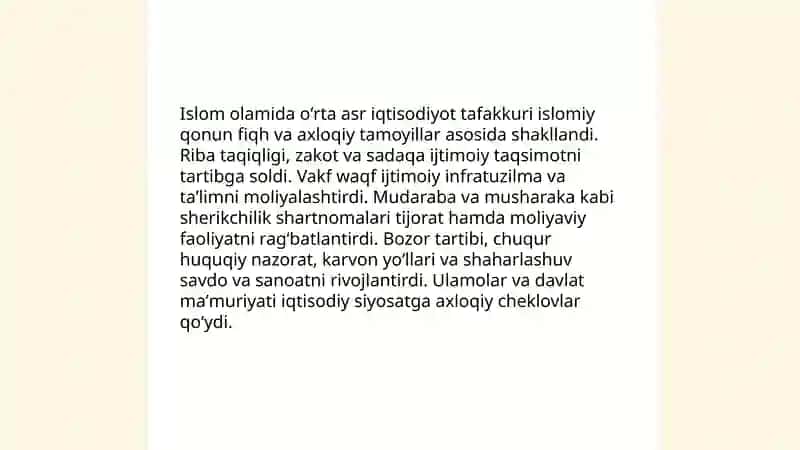 Oʻrta asr iqtisodiyot tafakkuri 4