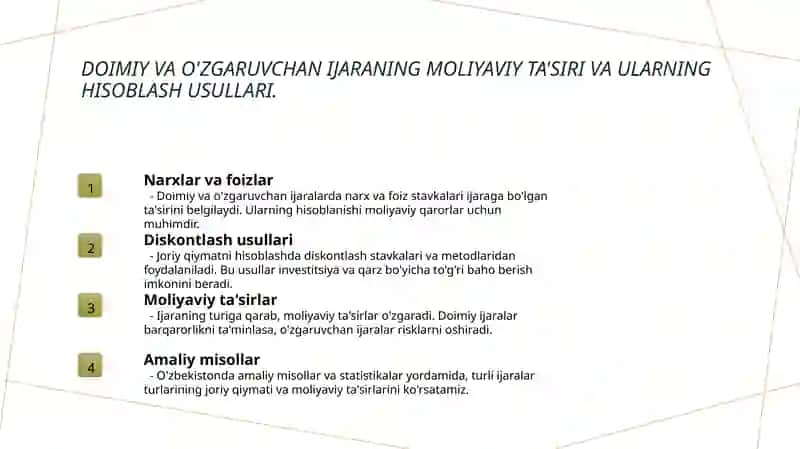Doimiy va o'zgaruvchan ijaraning asosiy tushunchalari va farqlari 4