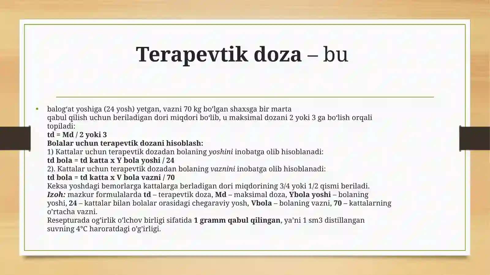 DOZALAR VA O’LCHOV BIRLIKLARI 4