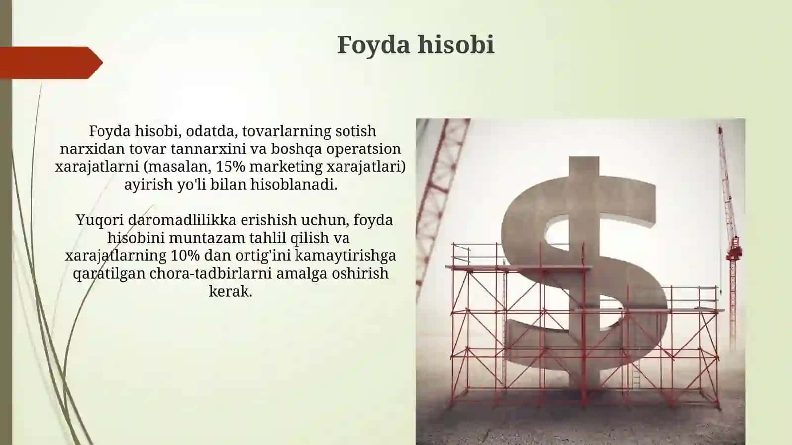 Ishlabchiqarish xarajatlari va foydasi 4