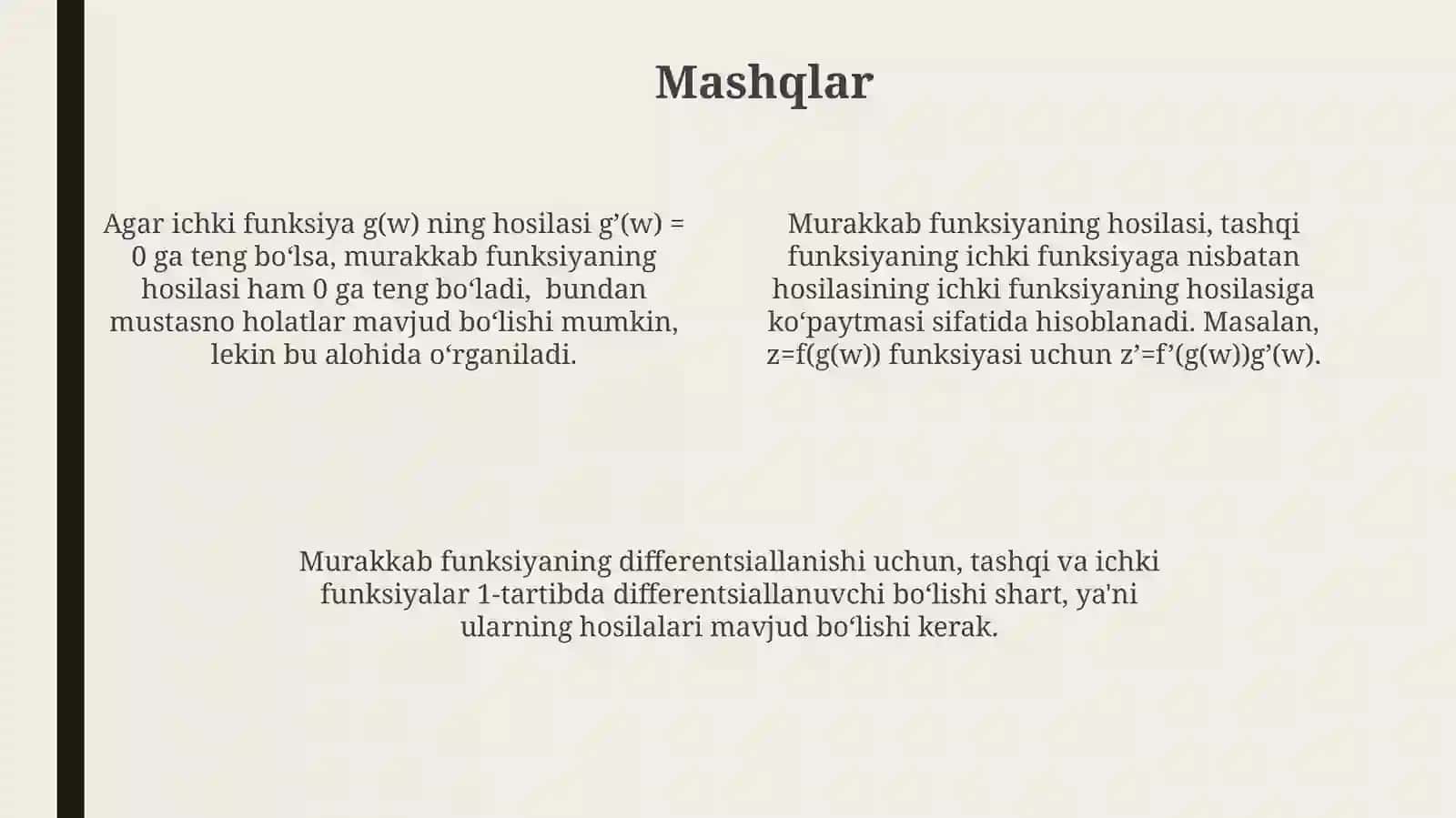 Murakkab Funktsiyaning Differentsialligi 4