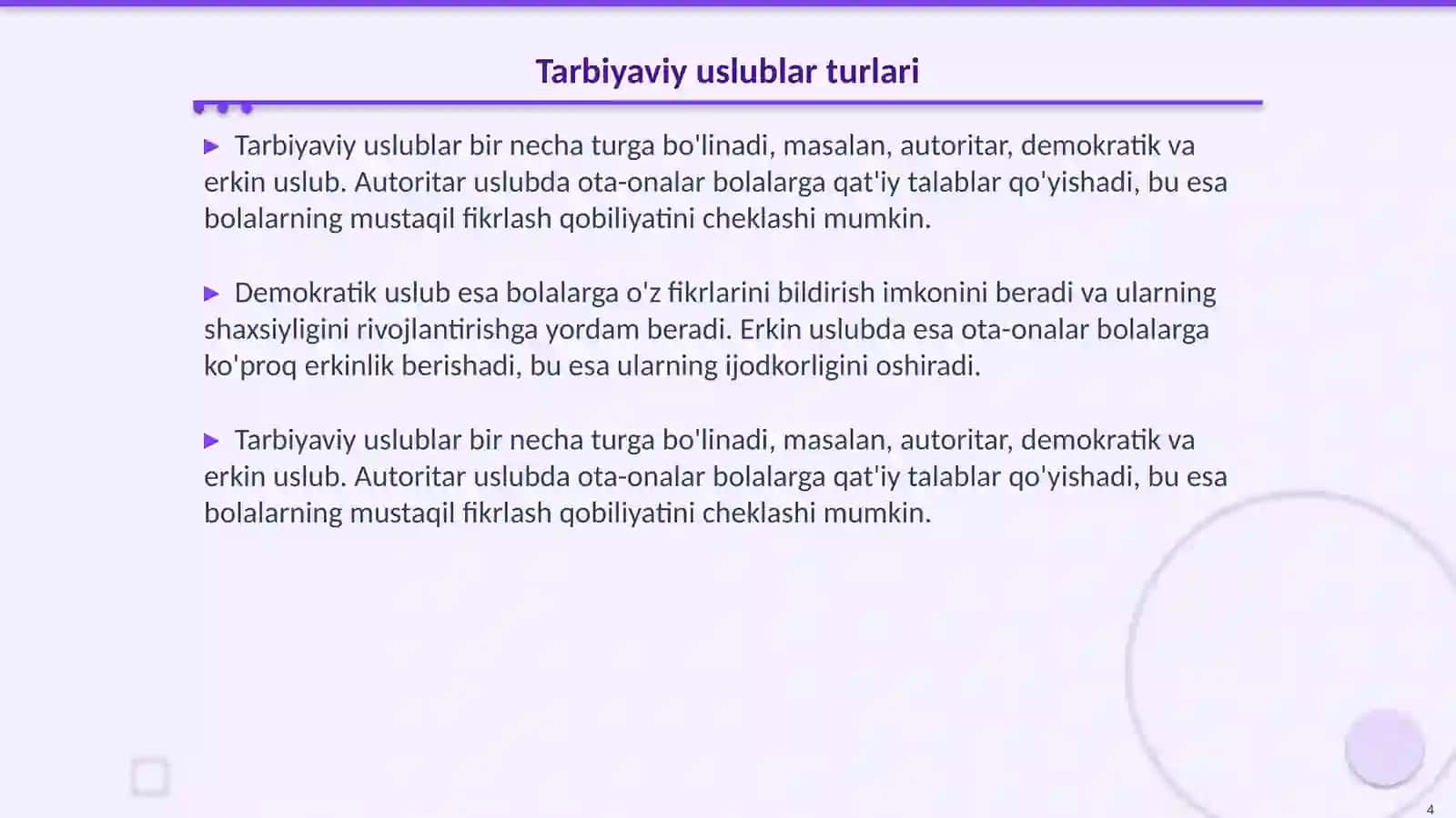 Oilaviy tarbiya uslublari 4