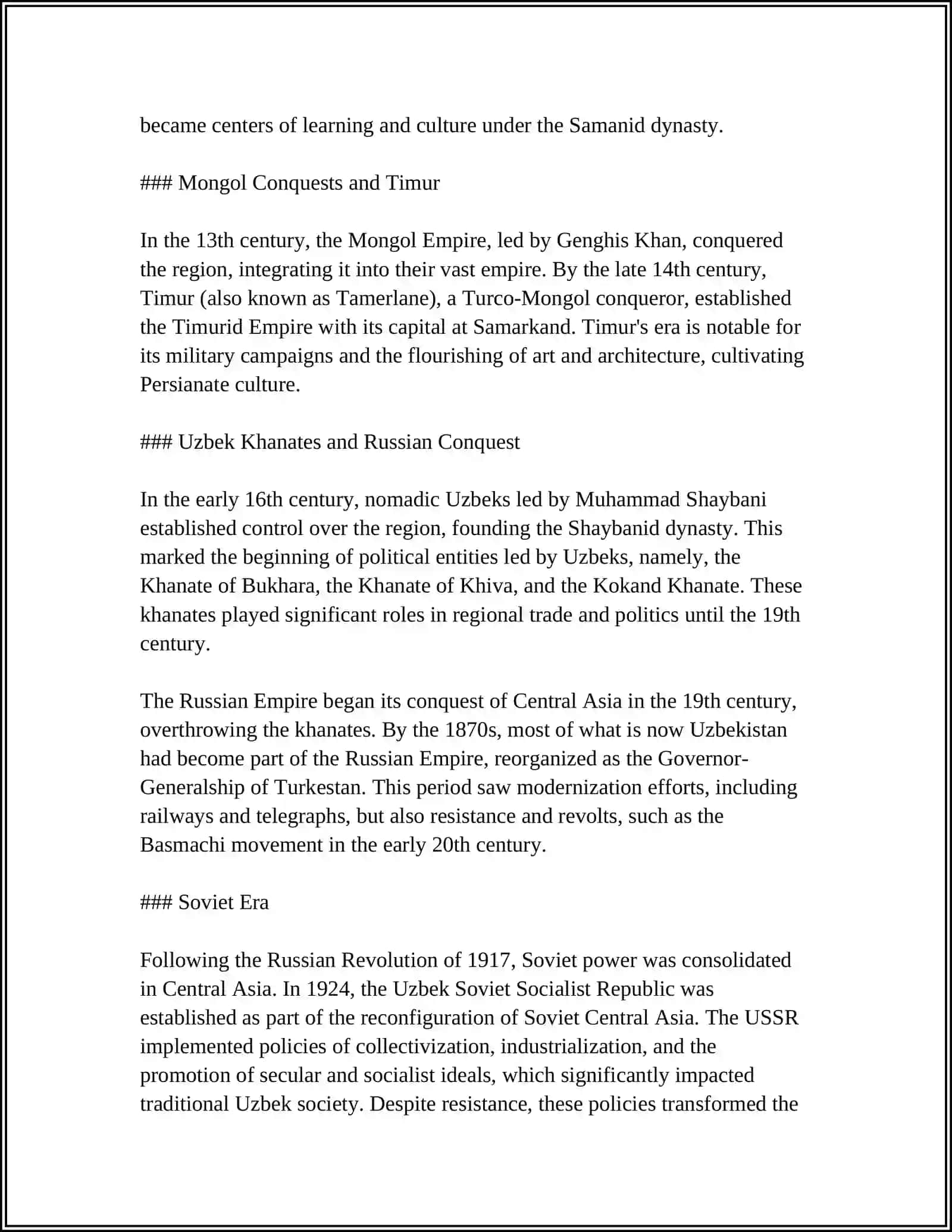The History of Uzbekistan 4