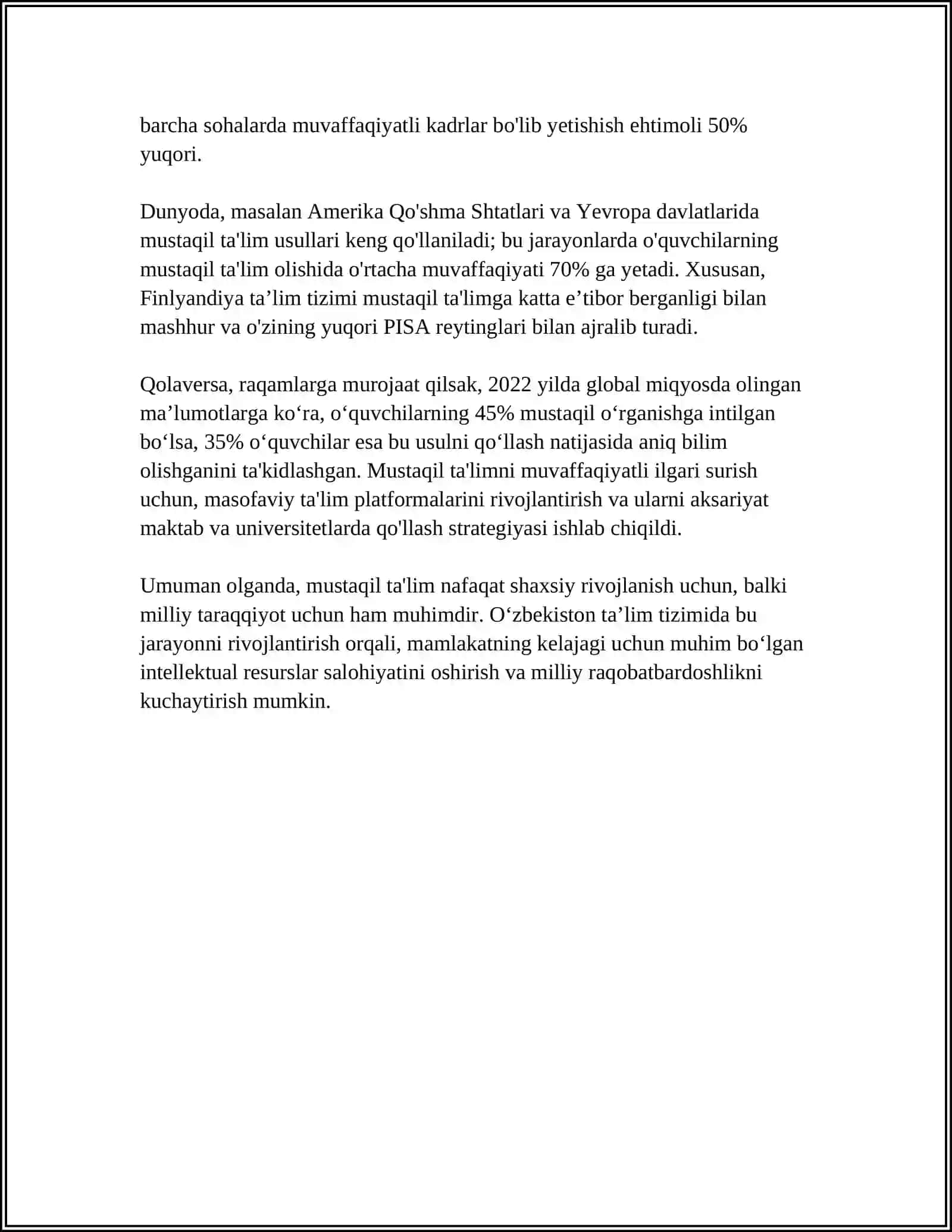MUSTAQIL TAʼLIM VA MUSTAQIL ISHLAR 4