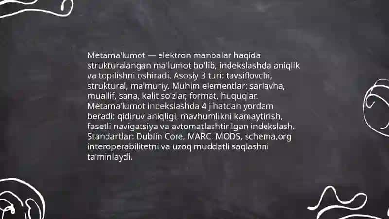 Elektron manbalarni indekslash va tartiblash 4