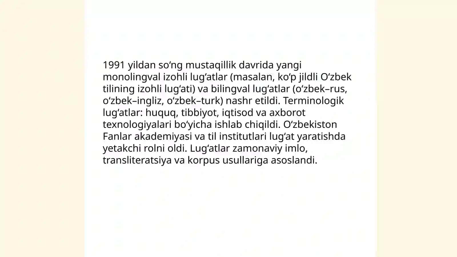 Mustaqillik davri o’zbek lug’atchiligi 4