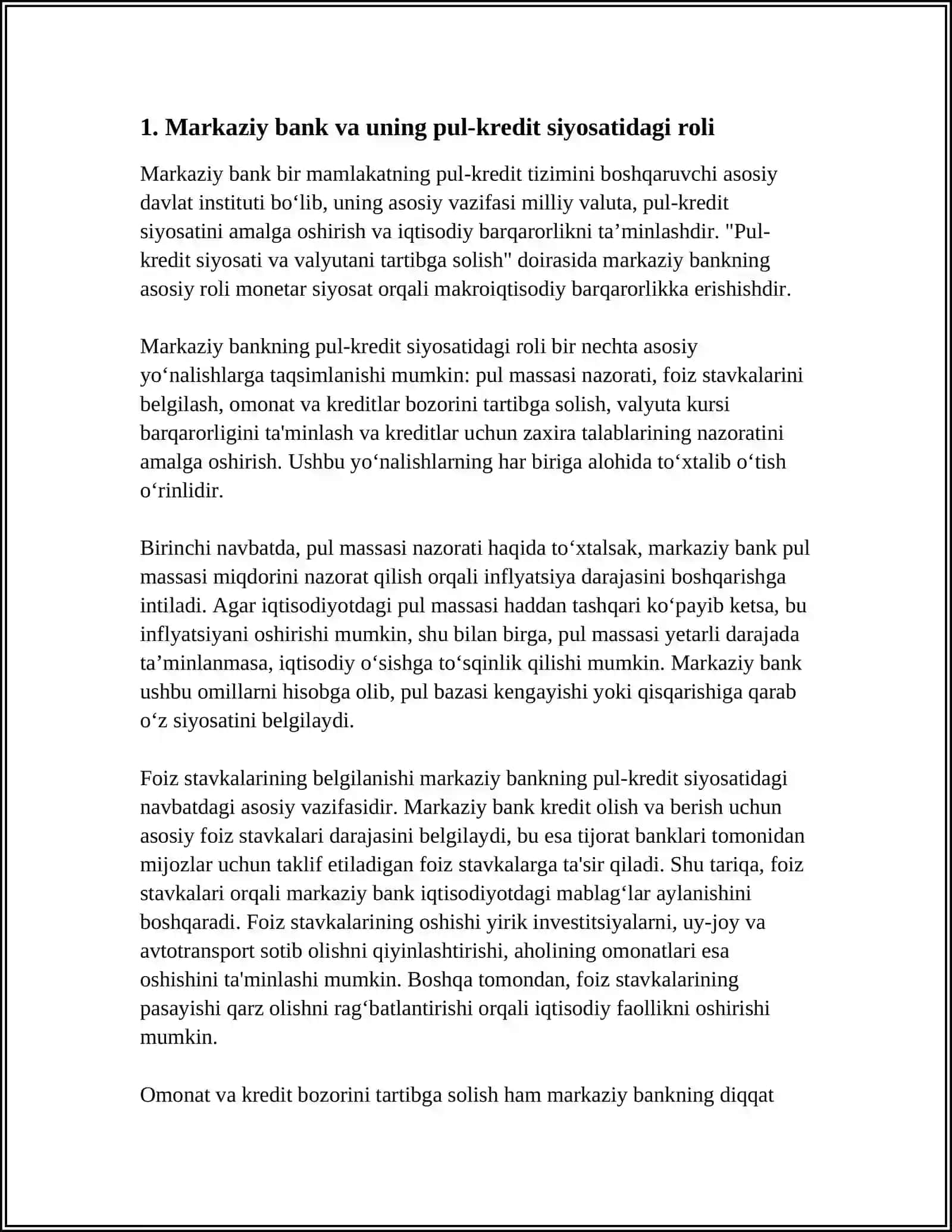 PUL-KREDIT SIYOSATI VA VALYUTANI TARTIBGA SOLISH 4