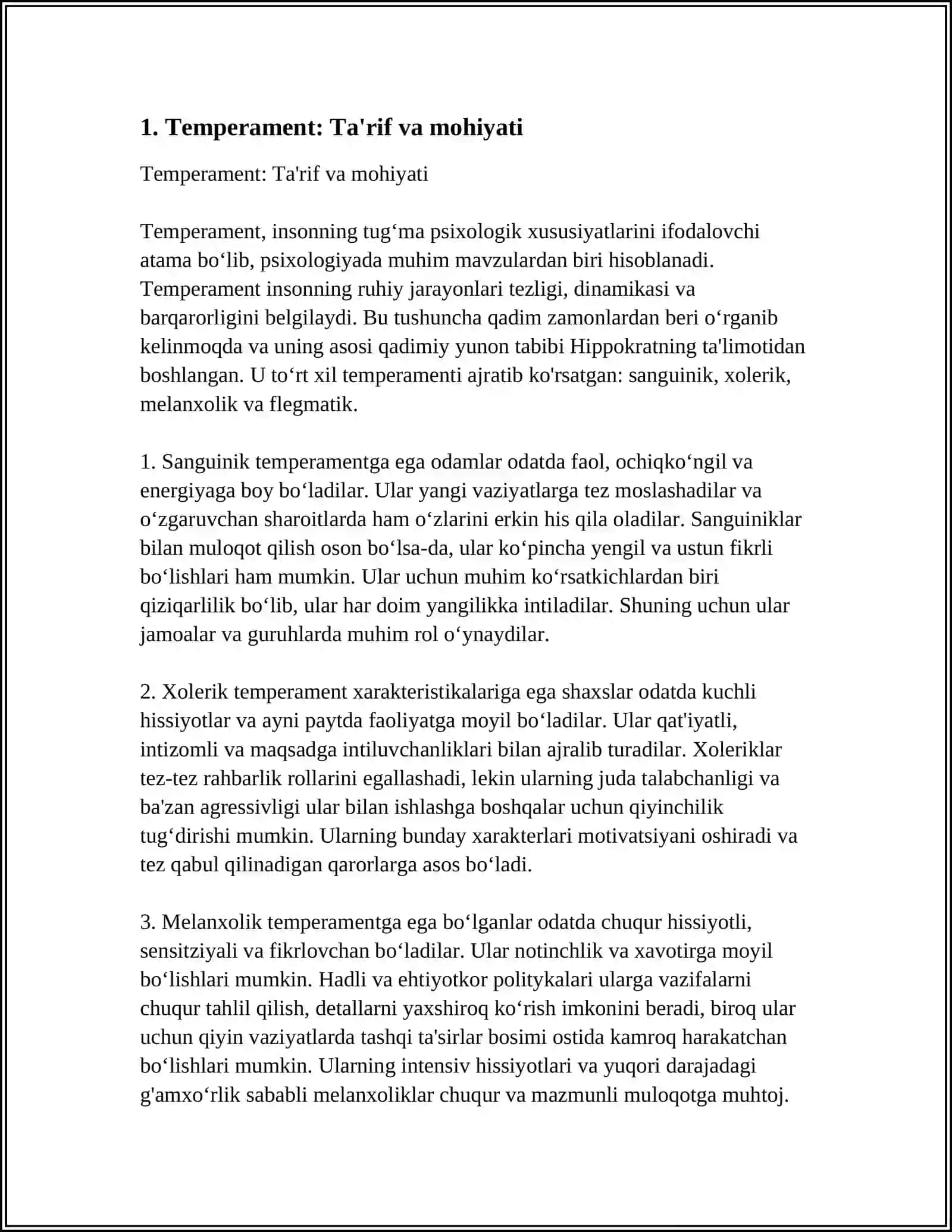 TEMPERAMENT - INDIVIDUAL TIPOLOGIK XUSUSIYAT SIFATIDA 4
