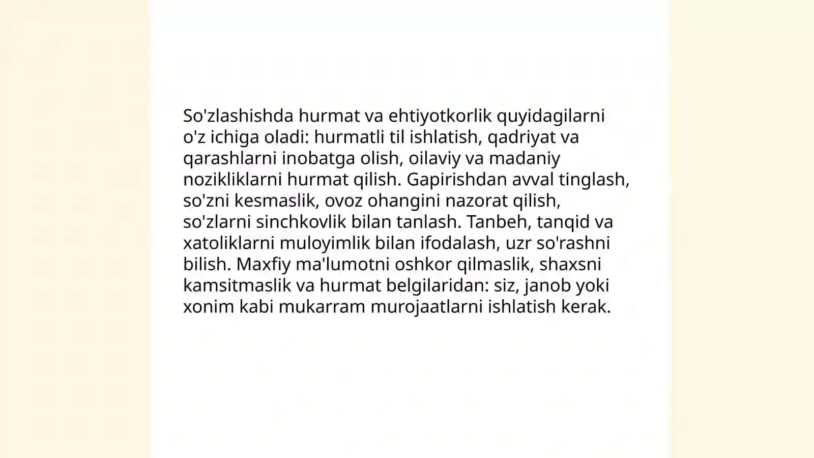 Muomila uchun zarur odoblar 4