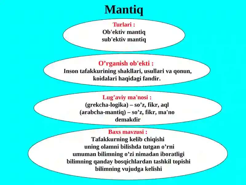 MАNTIQ  BILISH NАZАRIYASINING  TАDQIQОT  ОB'ЕKTI 4