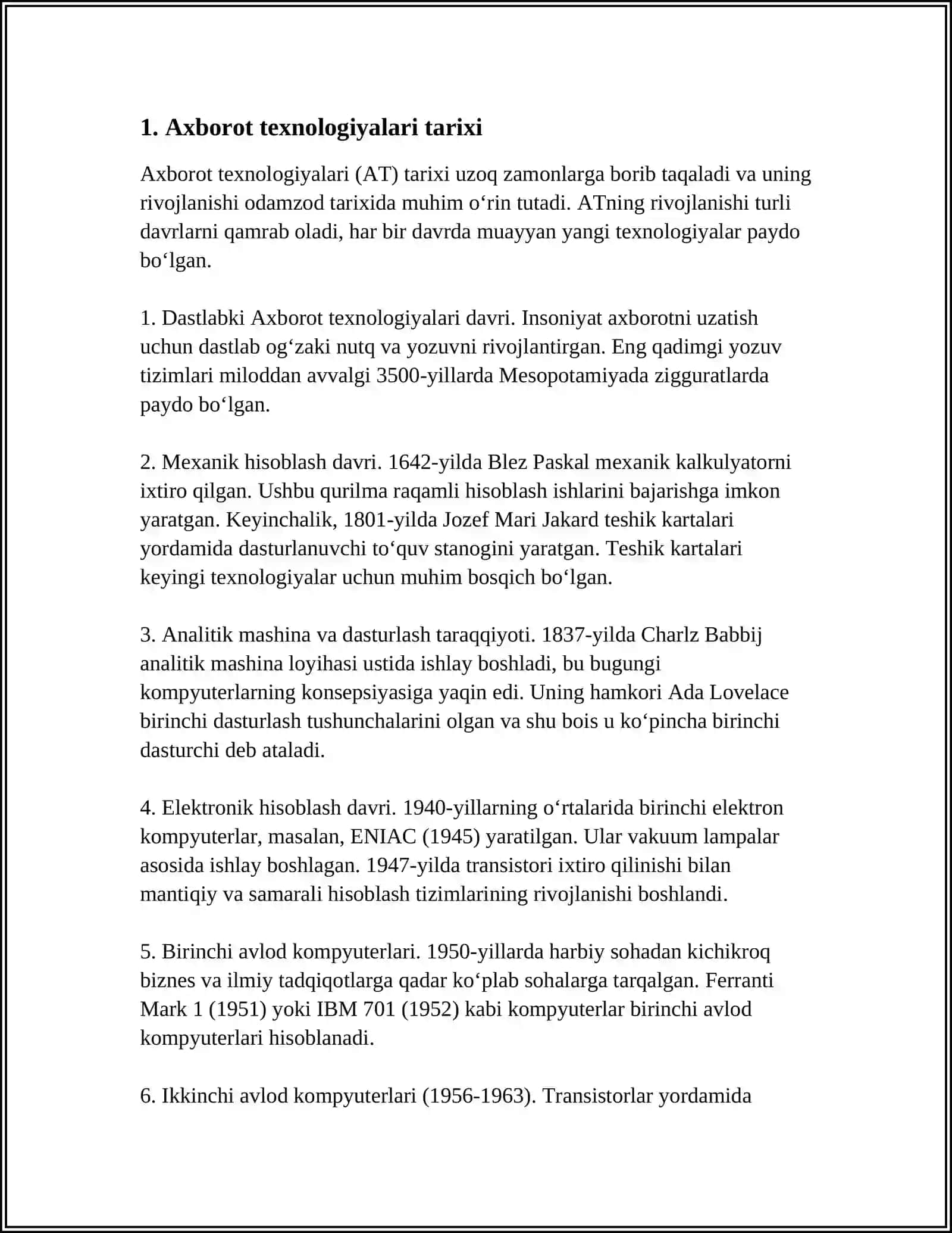 AXBOROT TEXNOLOGLARI TARIXI 4