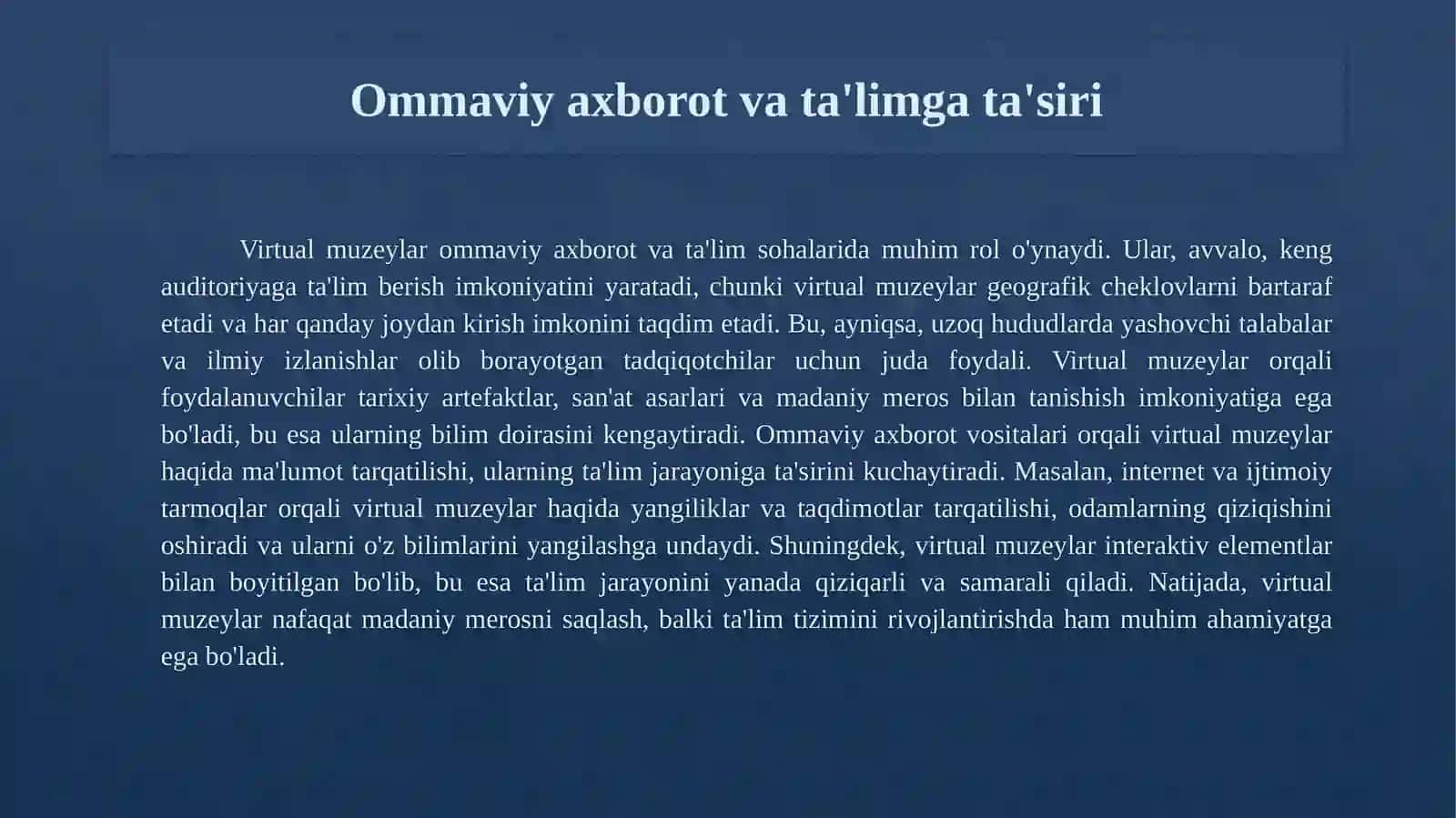 Virtual muzeylar va ularning ahamiyati 4