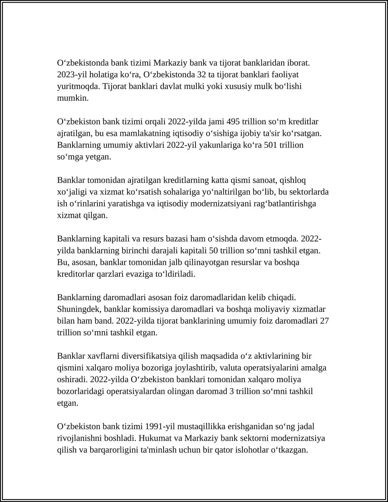 BANKLAR VA ULARNING TURLARI VAZIFALARI 4