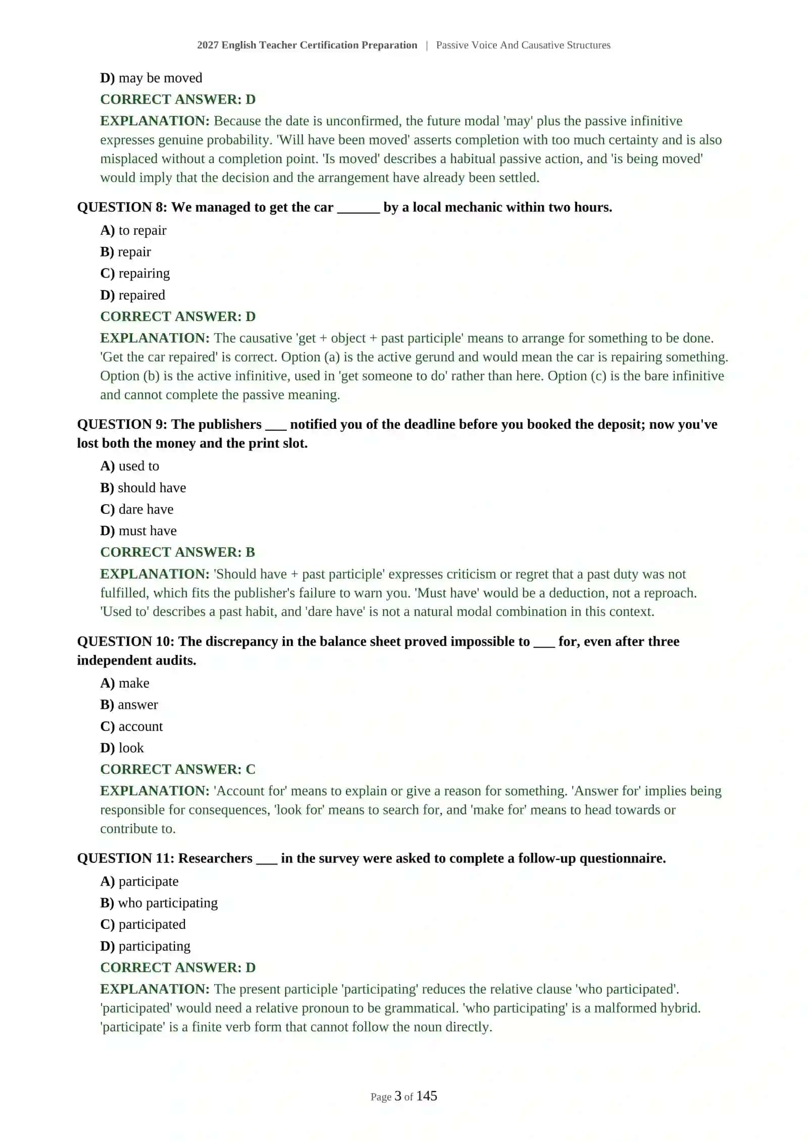 2027 English Teacher Certification Preparation | Passive Voice And Causative Structures 4