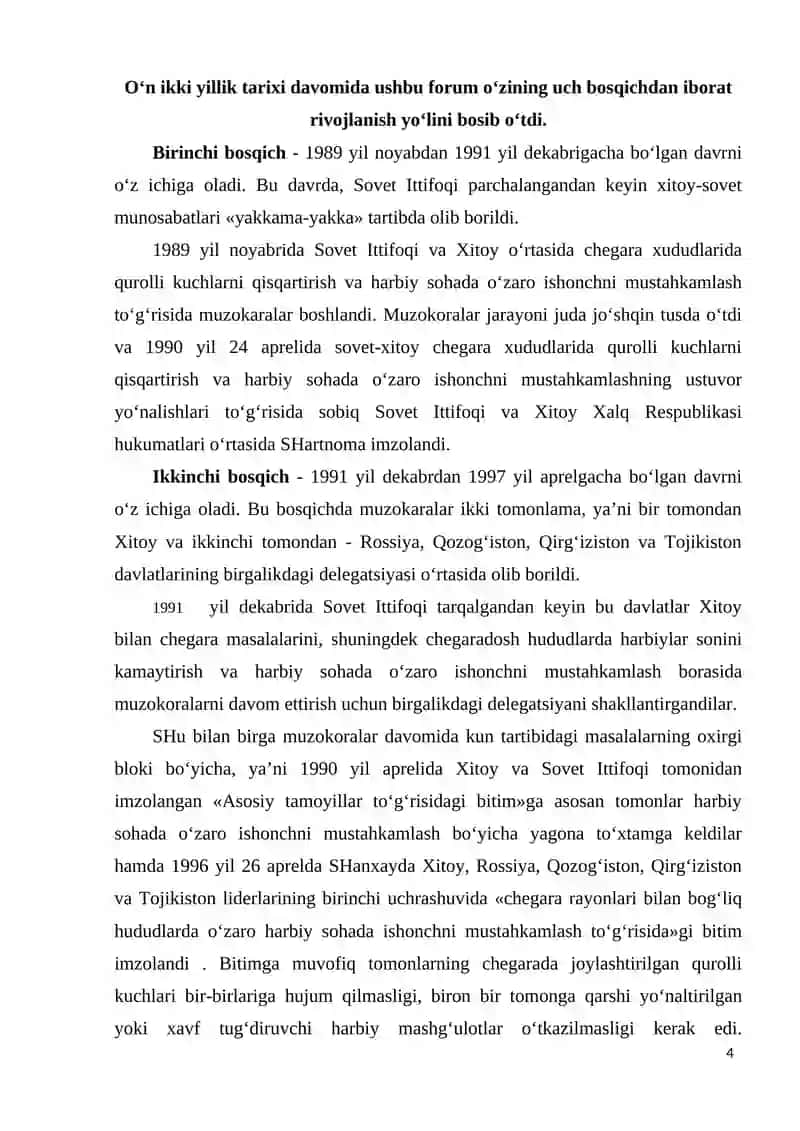 SHHT VA O'ZBEKISTON: ALOQALAR VA ISTIQBOL 4