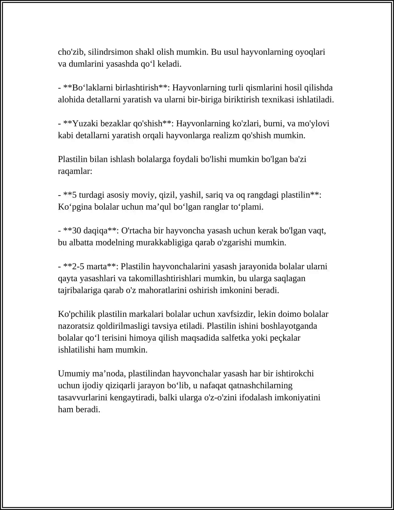 PLASTILINDAN TURLI OʻYINCHOQ YASASH 4