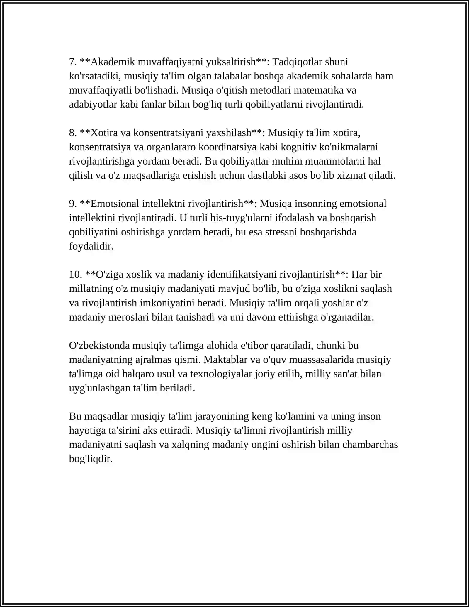 MUSIQA TA'LIMINING VAZIFALARI HAQIDA MA'LUMOT 4