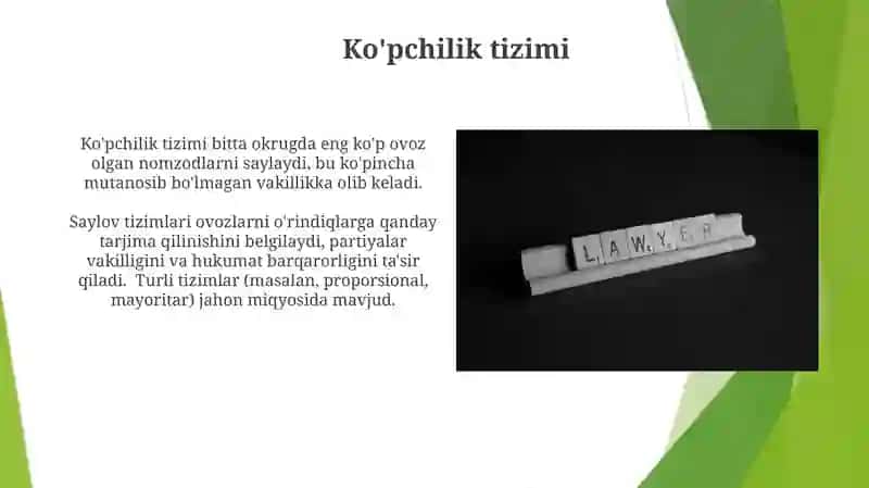 Saylov tizimi va saylov huquqi 4
