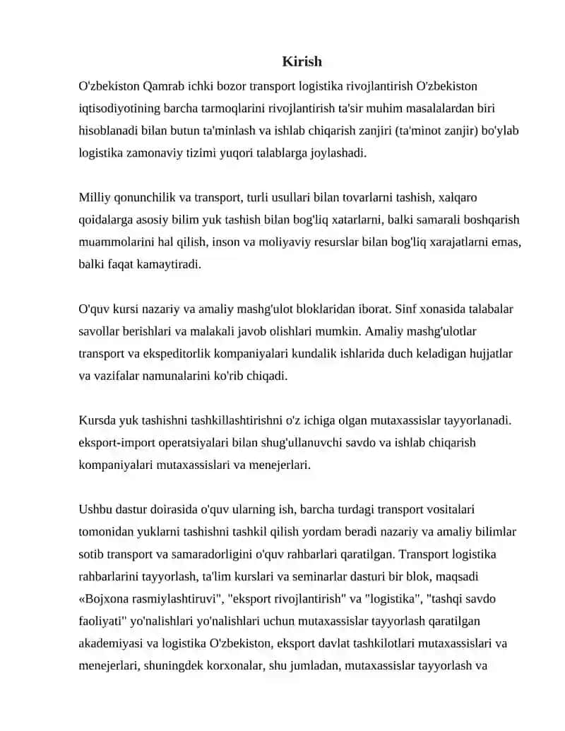 Transport-logistika kompanyasidagi biznes jarayonlarini tahlil qilish 4