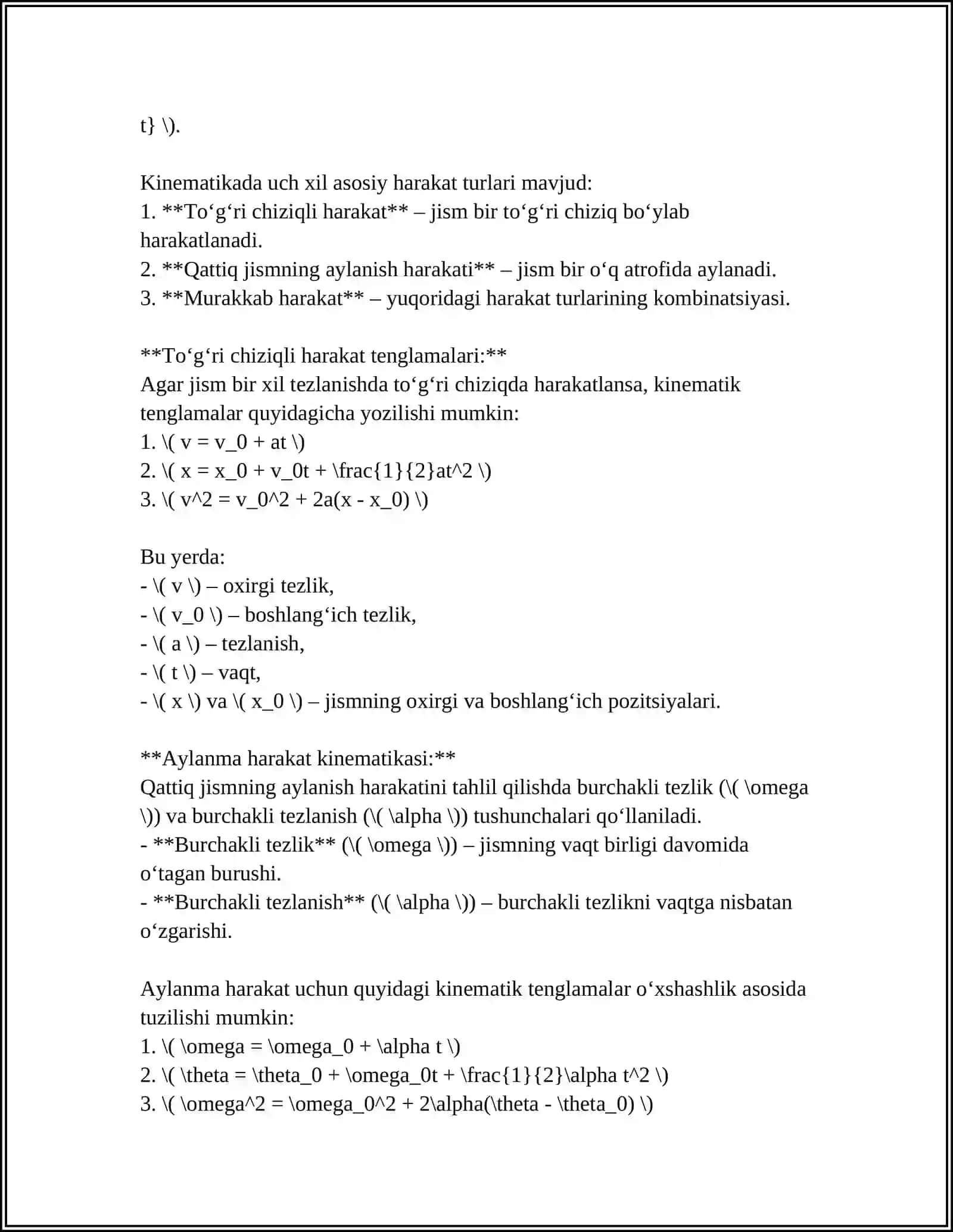 Kinematika Asoslari 4