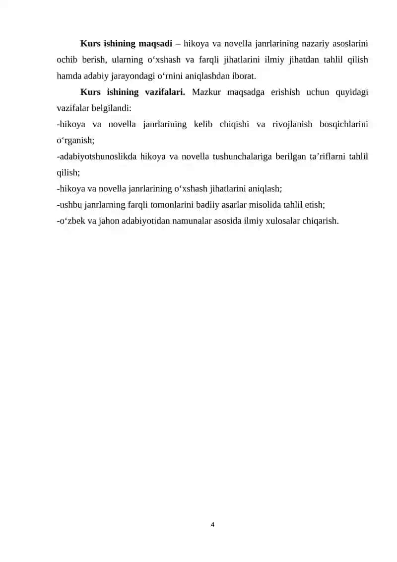 HIKOYA VA NOVELLA MASALASI 4