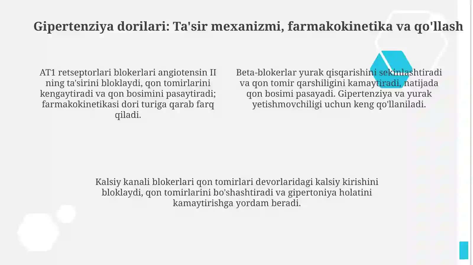 Gipotenziv, gipertenziv va diuretik vositalar 4