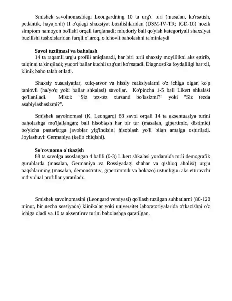 Smisek savolnomasi (K.Leongard bòyicha) 4