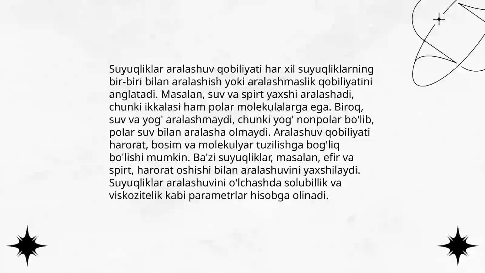 Cheksiz aralashadigan suyuqliklar 4