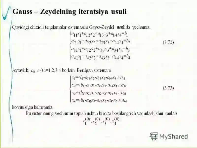 CHIZIQLI TENGLAMALAR SISTEMASINI YECHISH 4