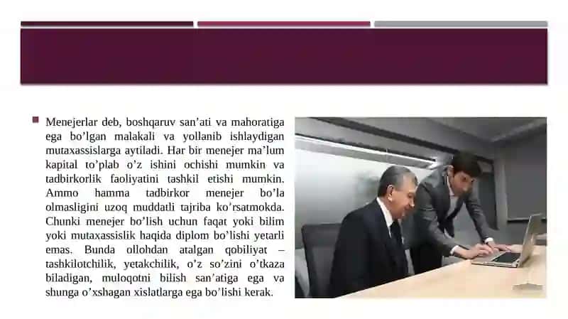 Bozor iqtisodiyotida menejerlarning faoliyatini tashkilotish 4