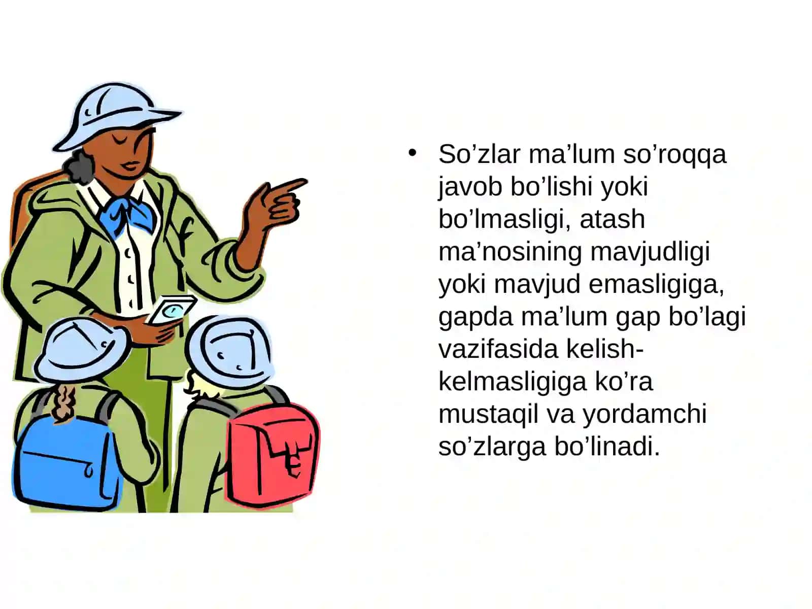 Yordamchi so'zlar. Ko'makchilar 4